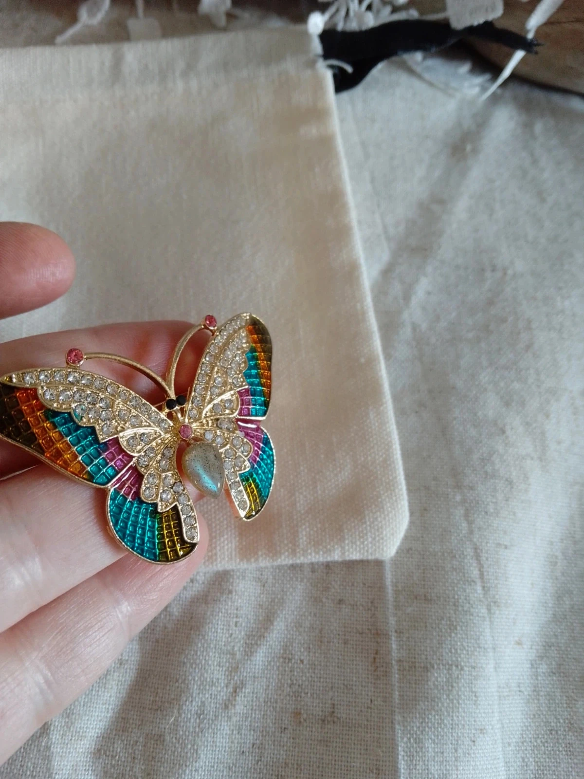 Broche papillon pierre de labradorite – photo 2